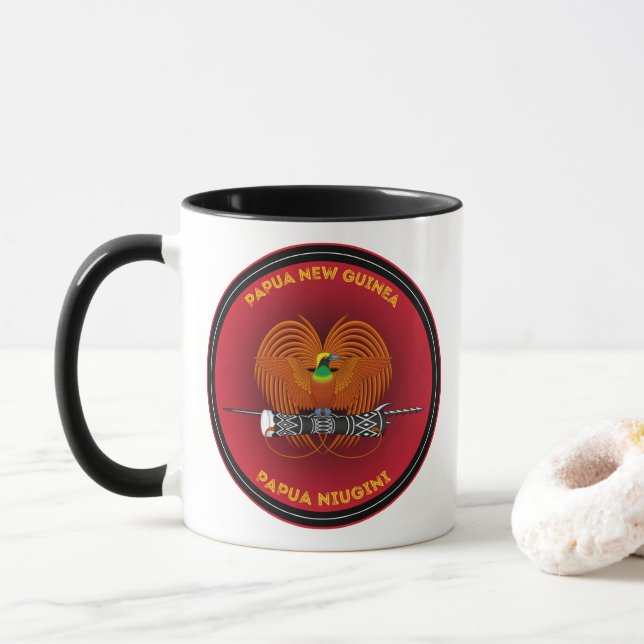 Caneca Emblema do Patrimônio da Papua-Nova Guiné (Com Donut)