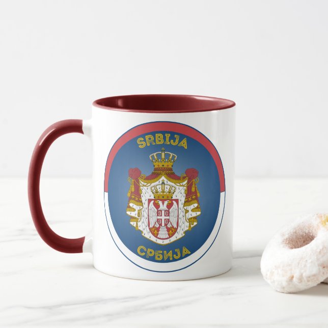 Caneca Emblema do Patrimônio da Sérvia (Com Donut)