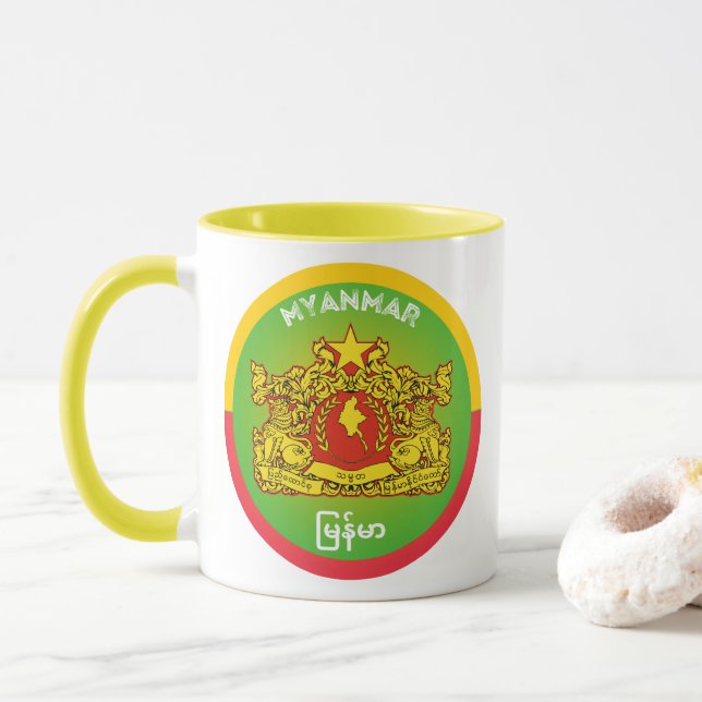 Caneca Emblema do Patrimônio de Mianmar (Com Donut)