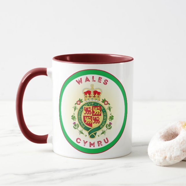 Caneca Emblema do Patrimônio do País de Gales (Com Donut)