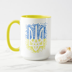 Caneca emblema ucraniano tridente tryzub dispersando cora