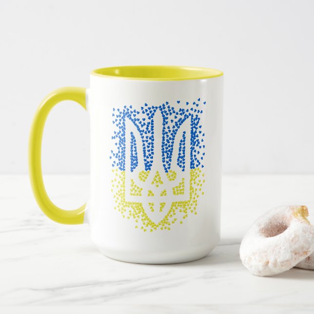 Caneca emblema ucraniano tridente tryzub dispersando cora (Com Donut)