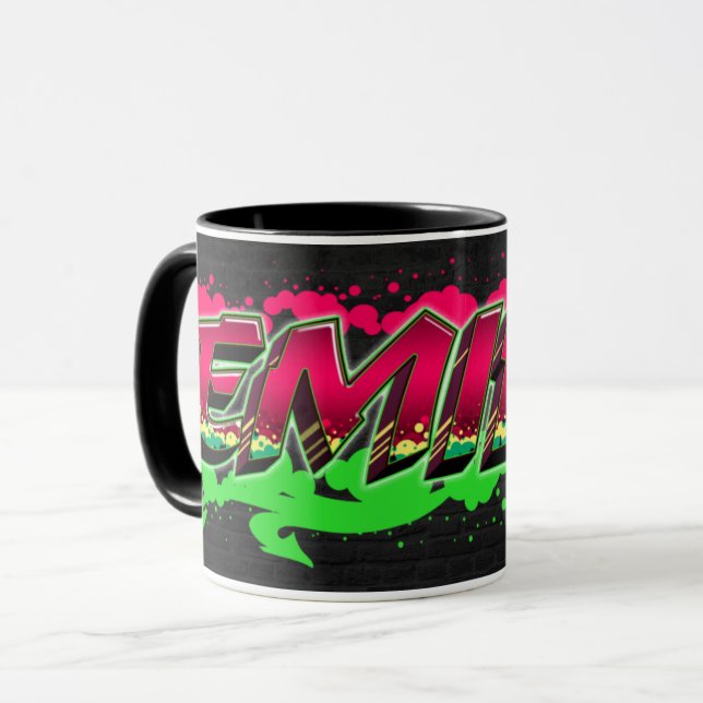 Caneca Emilia Vorname Name Graffiti red green Tasse (Frente Esquerda)