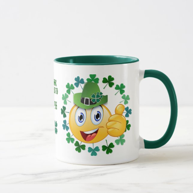 Caneca Emoji Irlandês Cute Personalizado com Shamrock (Direita)