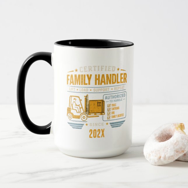Caneca Empilhadeira Manipuladora Pesada Papai Vintage  (Com Donut)