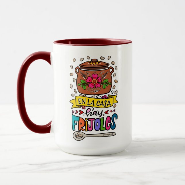 Caneca En La Casa Hay Frijoles, desenhados à mão (Esquerda)