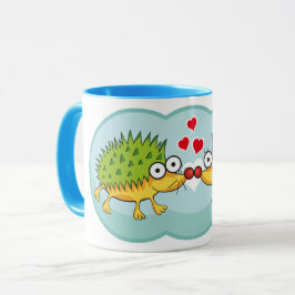 Caneca Enamorados de los erizos de Lindos. Erizo, erizo