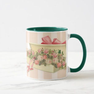 Caneca encaixotada chique dos rosas da casa de