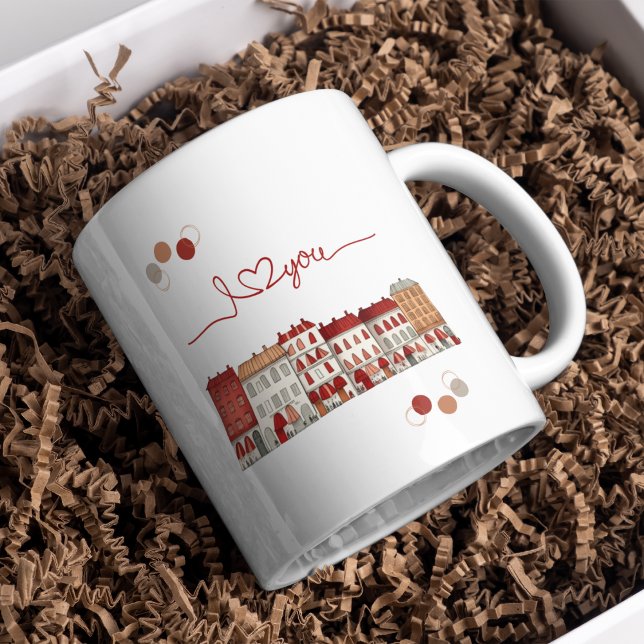 Caneca Encantador "Eu Amo Você" Ilustração Cidade Mug (Criador carregado)