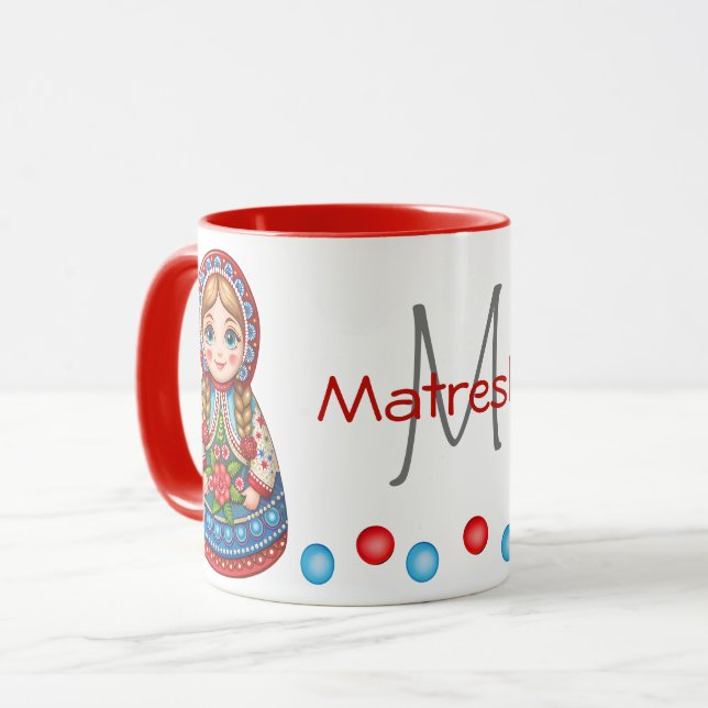 Caneca Encantadora Matryoshkas com Toque Personalizado (Frente Esquerda)