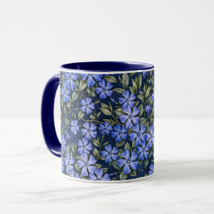 Caneca Encantadoras Flores de Vinca Dispersas Azul Profun