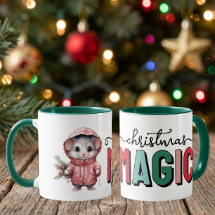 Caneca Encantamento de Natal do rato fofo