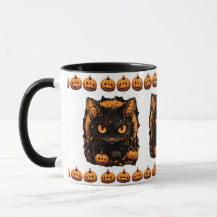 Caneca Encantando Halloween: Gato Negro Entre Bombeiros