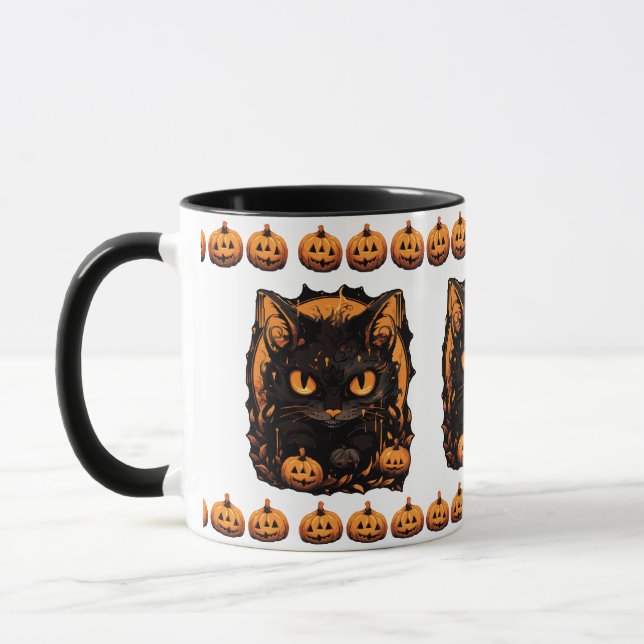 Caneca Encantando Halloween: Gato Negro Entre Bombeiros (Esquerda)
