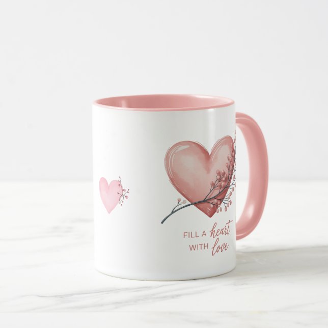 Caneca Encha um coração com amor  (Frente Esquerda)