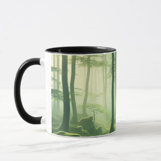 Caneca Enchanted Misty Forest Serene Green Woodland Scene