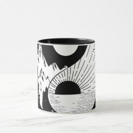 Caneca Encontre o saldo Zen Yin Yang Black White