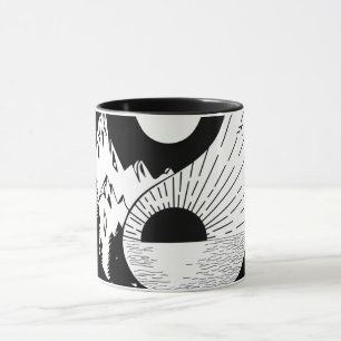 Caneca Encontre o saldo Zen Yin Yang Black White