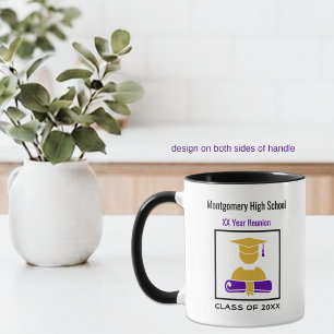 Caneca Encontro de Ex-Alunos do Ensino Médio Roxo e Doura