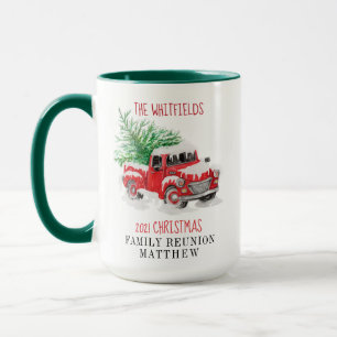 Caneca Encontro de Família de Natal Caminhão Vermelho Per