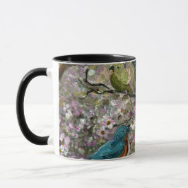 Caneca Encontro de Primavera: Pássaros Cantores Coloridos