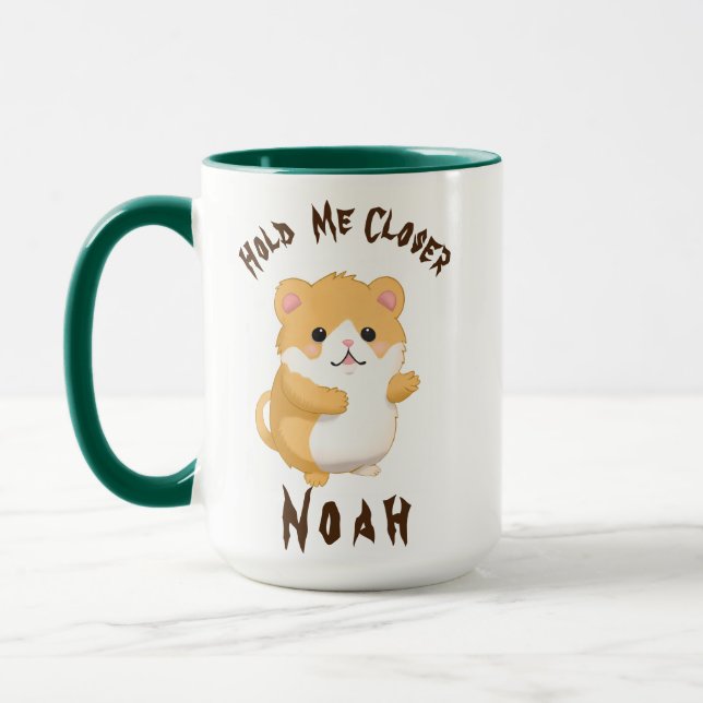 Caneca Encoste-me mais perto do hamster de aquarela (Esquerda)
