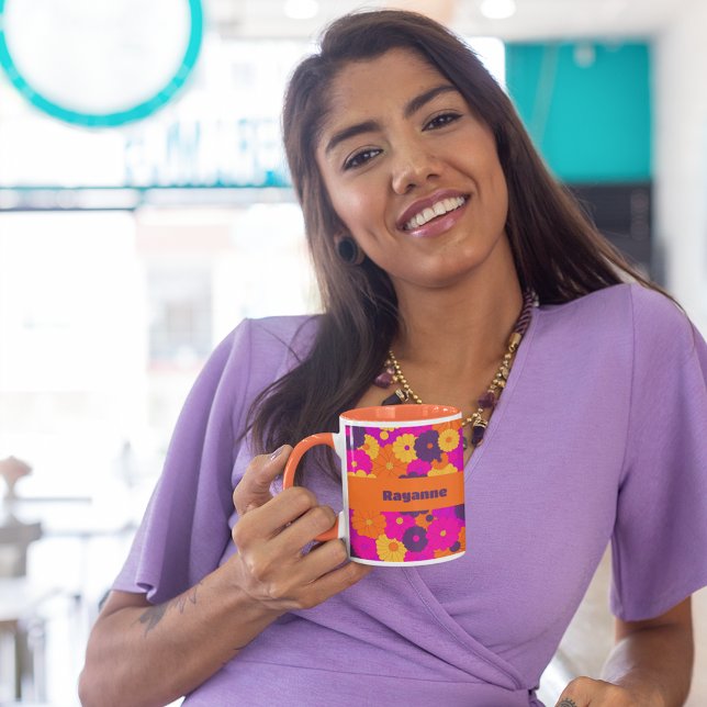 Caneca Energia da Flor de Hippie Puro e Rosa (Criador carregado)