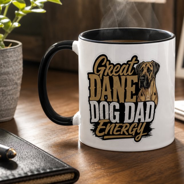 Caneca Energia de Papai Cachorro Great Dane  (Great Dane Dog Dad Energy Mug)
