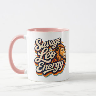 Caneca Energia Selvagem de Leão Retro Astrologia