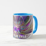Caneca Enérgica, Abstrato, Flor de Arte Fractal Melhor Mã<br><div class="desc">Uma flor de fantasia multicolor e poderosa, uma arte floral fractal única. Design para a sua caneca e muito mais. Personalize o produto adicionando seu próprio texto ou nome usando o modelo de texto. Você também pode excluir isso.</div>