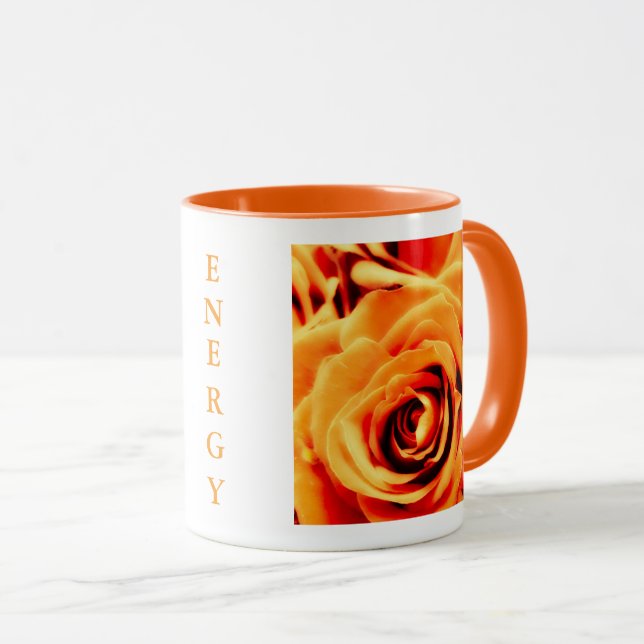 Caneca Energy Yellow Roses 11oz Two-Tone Mug Orange (Frente Esquerda)