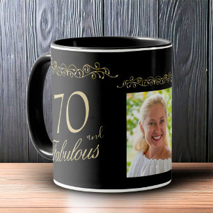 Caneca Enfeite 70 e Fabuloso Foto de Aniversário de 70 an