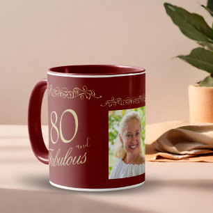 Caneca Enfeite 80 e Fabuloso Foto de Aniversário de 80 an