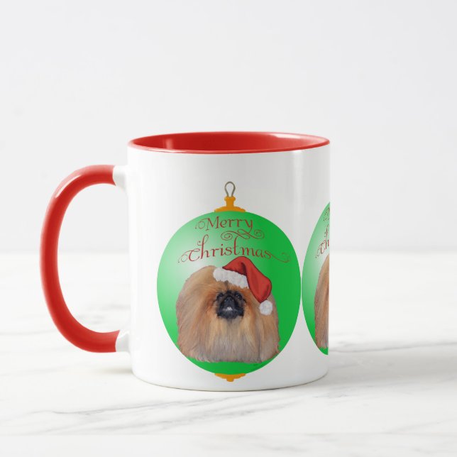 Caneca Enfeite de Natal do Pequinês (Esquerda)