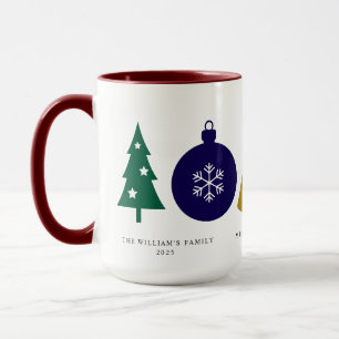 Caneca Enfeite de Natal Feliz Floco de Neve Pinheiro