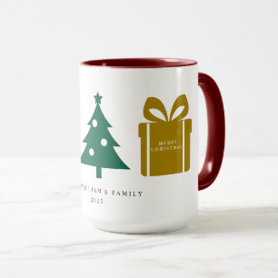 Caneca Enfeite de Natal Feliz Floco de Neve Pinheiro Pres