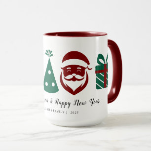 Caneca Enfeite Feliz Natal Floco de Neve Pinheiro Papai N
