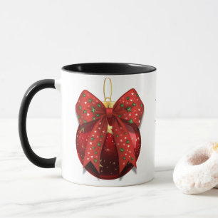 Caneca Enfeite Vermelho de Feriado com Laço