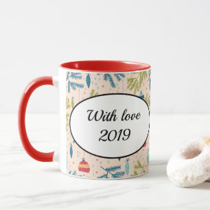 Caneca Enfeites de natal antigos moídos pendurados em árv