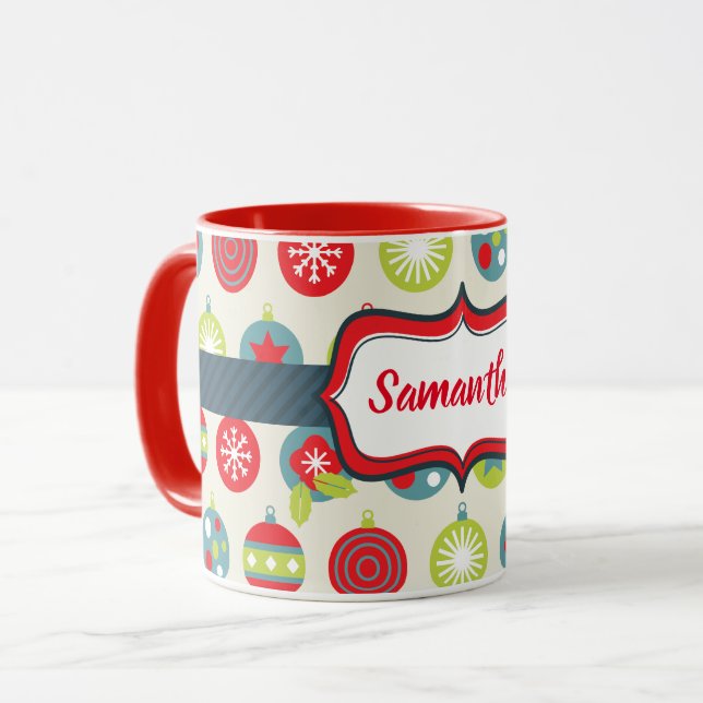 Caneca Enfeites de natal Coloridos Combo Mug (Frente Esquerda)