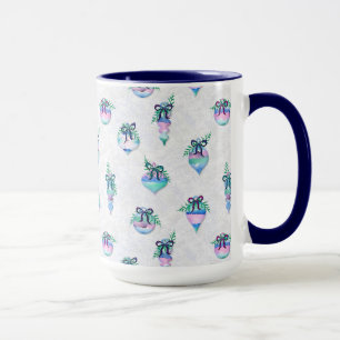 Caneca Enfeites de natal de aquarela em branco