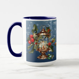 Caneca Enfeites de natal de cerâmica azul