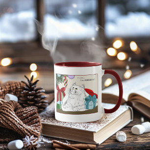 Caneca Enfeites de natal de Gato Branco Engraçados