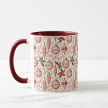 Enfeites de Natal em Toile Vermelho Chinoiserie