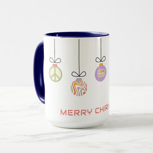 Caneca Enfeites de Natal Groovy Personalizados (Frente Esquerda)