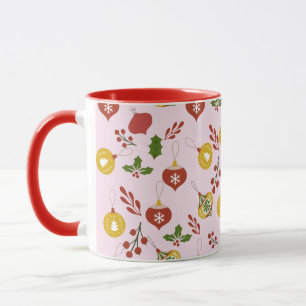 Caneca Enfeites de natal Verde Festivo Rosa