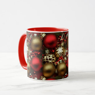 Caneca Enfeites de natal vermelhos de chocolate castanho 