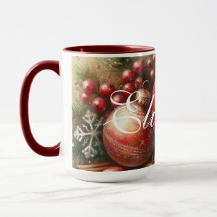 Caneca Enfeites de natal Vintage Pastel Watercolor