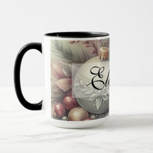 Caneca Enfeites de natal Vintage Pastel Watercolor