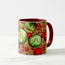 Caneca Enfeites Vermelhos e Verdes